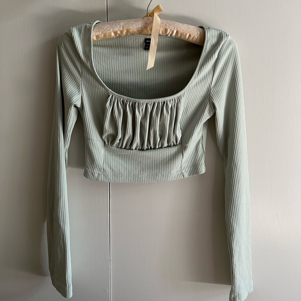 Shein romantic cottagecore ribbed crop top
